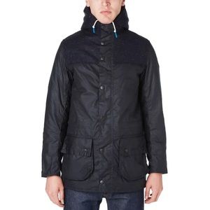 Barbour Durham Tweed Insulated Waxed Jacket XL navy blue